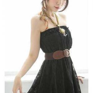 Women Black Strapless Sweet Korean Fashion Lace Dress With Belt H5970b ...