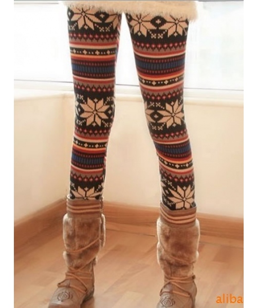 Snow Multi-colored Women Fashion Fur Knitting Blends Autumn/winter One Size Elastic Leggings Ta135