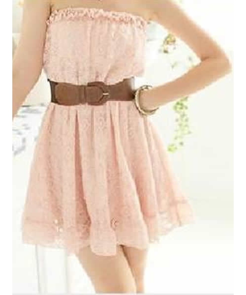 Women Black Strapless Sweet Korean Fashion Lace Dress With Belt H5970b ...