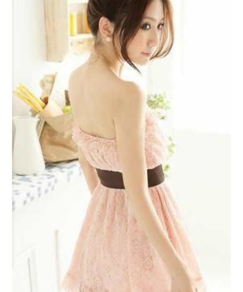 Women Black Strapless Sweet Korean Fashion Lace Dress With Belt H5970b ...