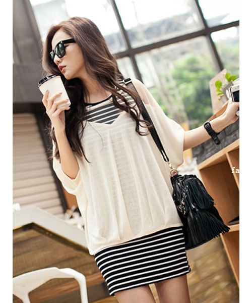 Beige Slim Two Piece Women Korean Korean Fashion Chiffon Over Hip Dress ...